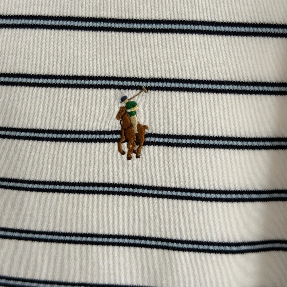 Ralph Lauren Classic Fit Striped Soft Cotton Embroidered Polo Shirt-M